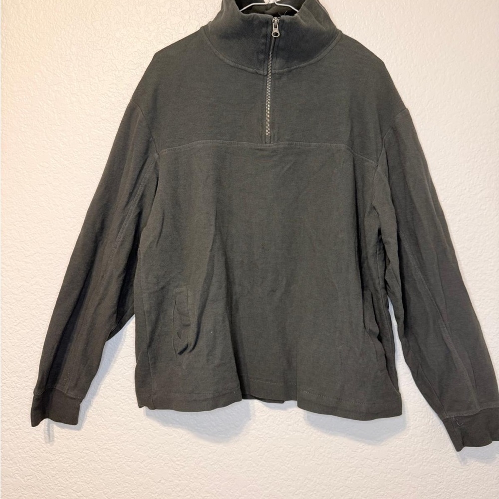 Zara Men's Charcoal Zip-Up Sweater